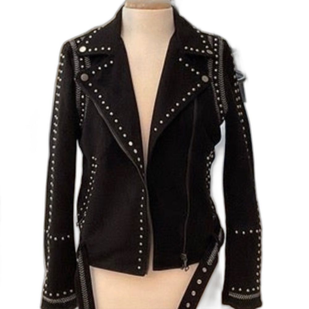 Aqua Jacket Women’s Size Small Color Black Faux Suede Moto Jacket With Studs